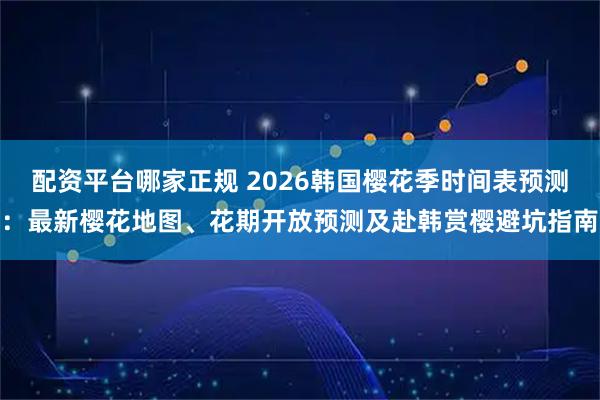 配资平台哪家正规 2026韩国樱花季时间表预测：最新樱花地图、花期开放预测及赴韩赏樱避坑指南